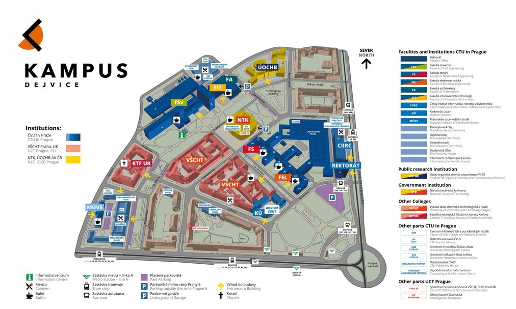 Mapa kampusu Dejvice Mapa kampusu Dejvice